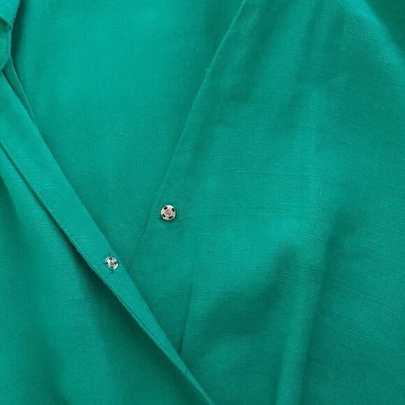 Rachel Zoe Wrap Dress Women's Size 6 Green Linen Blend Long Sleeves - Picture 9 of 12